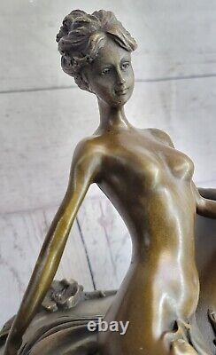 Bronze Sculpture Art Déco Nouveau Jardinière Vase Fonte Intérieur / Plein Cadeau