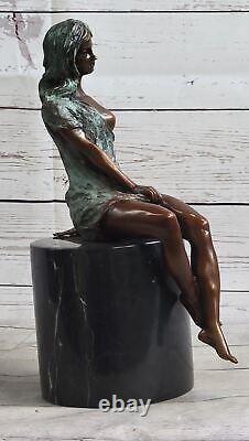 Bronze Sculpture Art Déco Sexy Exotique Chair Femelle Figurine Affaire