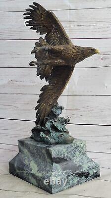 Bronze Sculpture Figurine Signée Original Art Déco Par Milo Grand Aigle Statue