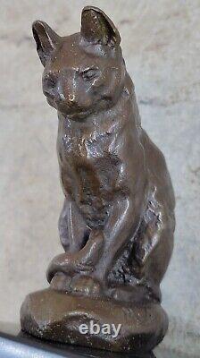 Bronze Sculpture Par Milo Chat Félin Animal de Compagnie Animal Art Déco Statue