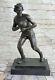Bronze Sculpture Statue Art Déco 100% Marbre Figurine Rugby Football Lecteur