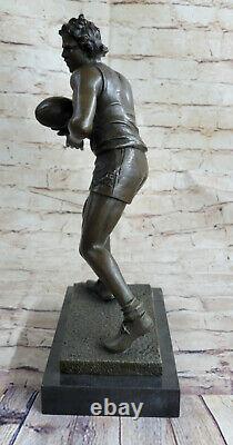 Bronze Sculpture Statue Art Déco 100% Marbre Figurine Rugby Football Lecteur