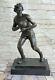Bronze Sculpture Statue Art Déco 100% Marbre Figurine Rugby Football Lecteur Art