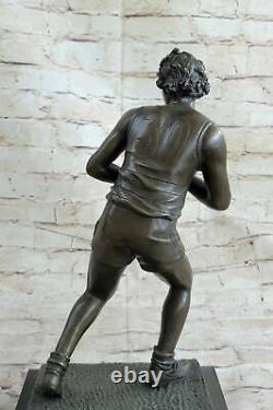 Bronze Sculpture Statue Art Déco 100% Marbre Figurine Rugby Football Lecteur Art