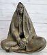 Bronze Statue Indien Chef Native Américain Assis Art Déco Western Sculpture