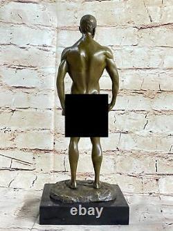 Bronze Statue Mâle Chair Gay Intérêt Bodybuilder Musculaire Art Déco Figurine