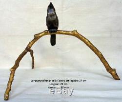 Bronze animalier Art Déco. Un rossignol sur une branche. J. BRAULT éditeur