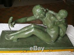Bronze art deco 1930 antique woman SYLVESTRE SUSSE FRERES ed PARIS 61X34X22CM