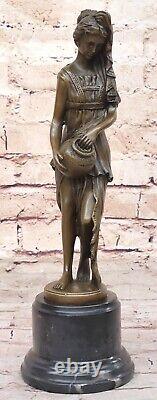 Buste De Lugubre Maiden Bronze Marbre Sculpture Art Déco Fonte Figurine