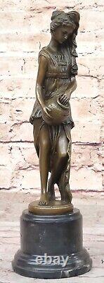 Buste De Lugubre Maiden Bronze Marbre Sculpture Art Déco Fonte Figurine Figure