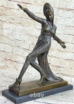 C. Mirval Signée Bronze Statue Dancing Girl Art Déco Figurine Marbre Base