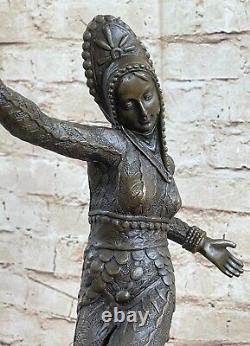 C. Mirval Signée Bronze Statue Dancing Girl Art Déco Figurine Marbre Base
