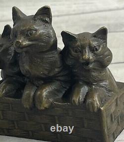 Chat Famille Bronze Sculpture Statue Figurine Art Déco Statue Fonte Solde