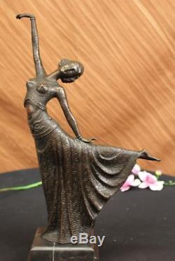 Chiparus Danseuse Élégant Bronze Sculpture Signée Arabesque Art Statue Deco T