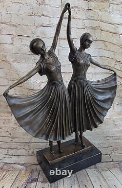 Chiparus Fonte Bronze Sculpture Double Dancers Main Art Déco Statue Solde