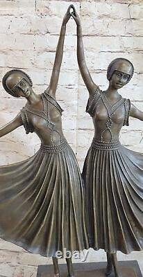 Chiparus Fonte Bronze Sculpture Double Dancers Main Art Déco Statue Solde