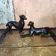 Couple De Lévrier En Bronze Style Art Déco Patine Noire, Chien, Greyhound