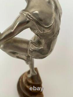 Danseuse Par Pierre Laurel Bronze Argente Art Deco Socle Marbre 1930 E636