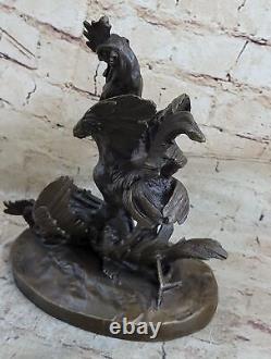 Deux Roosters Figurine Bronze Art Déco Vienne Sculpture Ferme Animal