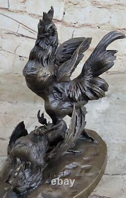 Deux Roosters Figurine Bronze Art Déco Vienne Sculpture Ferme Animal