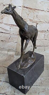 Élégant Bronze Girafe Sculpture Art Déco Marbre Base Figurine Statue Solde Décor