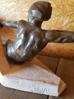 Embuscade Par Max Le Verrier Sculpture Statue En Régule Art Déco Bronze Pierre