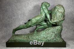 Emile GREGOIRE Le Mythe de Sisyphe 1930 Terre Cuite Signée Art Déco Sculpture