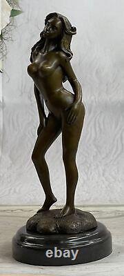 Érotique Nu Décor Nue Fille Original Signé Bronze Main Art Déco Sculpture