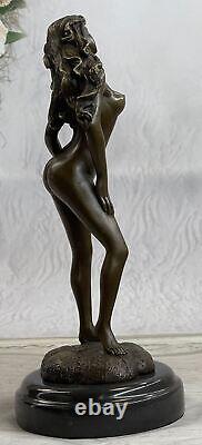 Érotique Nu Décor Nue Fille Original Signé Bronze Main Art Déco Sculpture