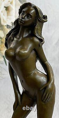 Érotique Nu Décor Nue Fille Original Signé Bronze Main Art Déco Sculpture