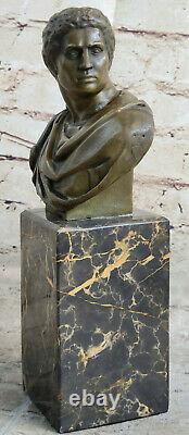 Érotique Sensuelle Mâle Buste Signée Bronze Marbre Statue Sculpture Art Déco