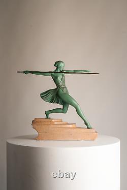 Fayral (Pierre Le Faguays) Max Le Verrier Grande Sculpture Art Déco Antiope