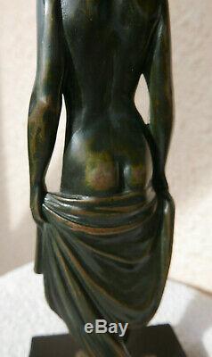 Femme nue Bronze ART DECO 1930 signé LUC 22,5 cm sculpture chiparus le verrier