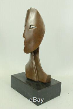Figurine Bronze Sculpture Statue Art Déco Moderne Visages par Picasso Marbre Lrg