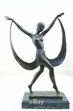 Figurine Bronze Sculpture Statue Signé Art Déco Chair Fille Danseuse Fayral