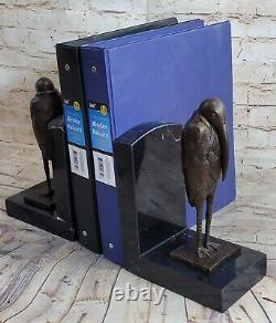 Fin Paire De Dali Bronze Autrichien Serre-Livres Oiseau Art Déco Sculpture Solde
