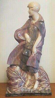 GERMAINE GRANGER Sculpture Femme ART DECO Craquelée signée