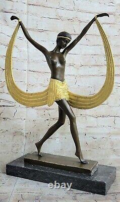 Gracieux Chair Danseuse Par Mirval Bronze Marbre Figurine Art Déco Main Figurine