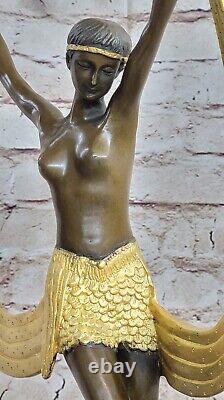 Gracieux Chair Danseuse Par Mirval Bronze Marbre Figurine Art Déco Main Figurine