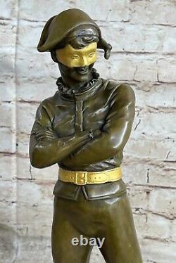 Grand Art Déco Français Pierrot le Clown Fonte Bronze Sculpture Domestique