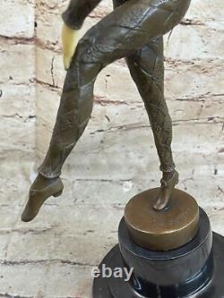 Grand Art Déco Sculpture Femelle Danseuse Sur Marbre Base Statue Affaire Nr