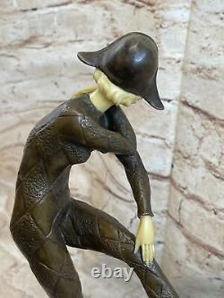 Grand Art Déco Sculpture Femelle Danseuse Sur Marbre Base Statue Affaire Nr