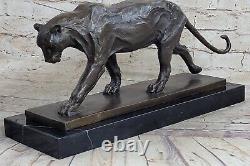 Grand Bugatti Sleek Jaguar Puma Léopard Bronze Art Déco Figurine Sculpture Décor