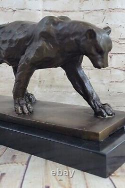 Grand Bugatti Sleek Jaguar Puma Léopard Bronze Art Déco Figurine Sculpture Décor