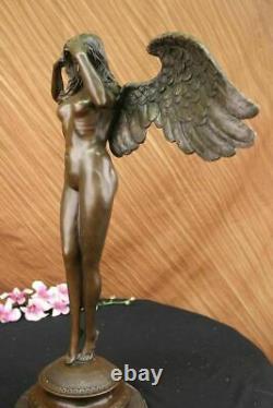 Grand Célèbres Weinman Intitulé Descending Nuit Bronze Sculpture Art Déco
