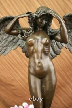 Grand Célèbres Weinman Intitulé Descending Nuit Bronze Sculpture Art Déco
