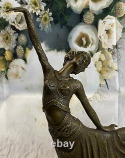 Grand Dimitri Chiparus Danseuse Art Déco Bronze Sculpture Marbre Base
