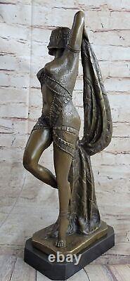 Grand Dimitri Chiparus Danseuse Art Déco Bronze Sculpture Marbre Base Nr