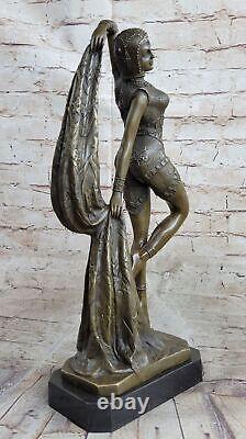 Grand Dimitri Chiparus Danseuse Art Déco Bronze Sculpture Marbre Base Nr