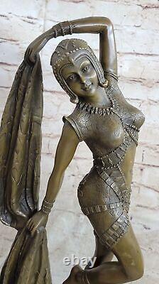 Grand Dimitri Chiparus Danseuse Art Déco Bronze Sculpture Marbre Base Nr